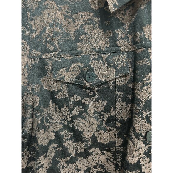 Susan Graver Style Floral Long Sleeve Button Front Shacket Black Brown Sz Large - Picture 4 of 9